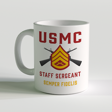 Load image into Gallery viewer, SSgt Coffee Mug, Staff Sergeant Coffee Mug, USMC Rank Mug

