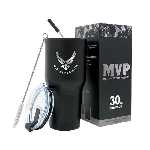 30 oz Air Force Black Double Wall Vacuum Insulated Stainless Steel Air Force Tumbler
