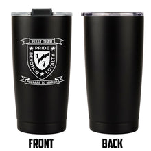 Load image into Gallery viewer, First Battalion Seventh Marines Unit Logo tumbler, 1/7 coffee cup, 1st Bn 7th Marines USMC, Marine Corp gift ideas, USMC Gifts for women  20oz
