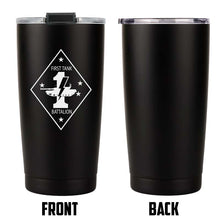 Load image into Gallery viewer, First Tank Battalion Unit USMC Unit logo tumbler, 1st Tank Bn USMC Unit Logo coffee cup, 1st Tank Bn USMC, Marine Corp gift ideas, USMC Gifts for women or men 20 oz
