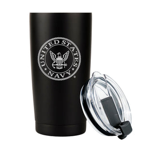 20 oz US Navy Double Wall Vacuum Insulated Stainless Steel Tumbler Travel Mug - USN Sailor Gift