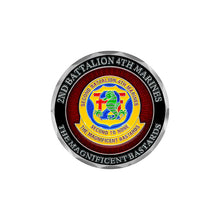 Load image into Gallery viewer, 2ndBn 4th Marines Unit Coin, Second Battalion Fourth Marines Unit Coin, 2nd Battalion 4th Marines Unit Coin, USMC 2/4 Unit Coin
