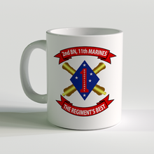Load image into Gallery viewer, 2/11 unit coffee mug, 2nd BN 11th Marines, The Regiment&#39;s Finest, USMC coffee mug
