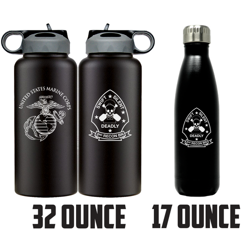 2nd Reconnaissance Battalion USMC Unit Logo water bottle, 2d Recon Bn USMC Unit Logo hydroflask, 2d Recon Bn USMC, Marine Corp gift ideas, USMC Gifts for men or women 