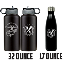 Load image into Gallery viewer, 3rd Battalion 9th Marines logo water bottle, 3rd Battalion 9th Marines hydroflask, 3d Battalion 9th Marines USMC, Marine Corp gift ideas, USMC Gifts for women flask, big USMC water bottle, Marine Corp water bottle 
