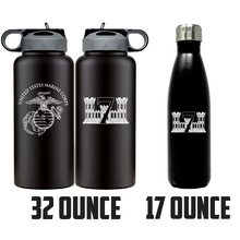 Load image into Gallery viewer, 7th Engineer Support Battalion (7th ESB) USMC Unit Logo Water bottle, 7th ESB USMC Unit Logo hydroflask, 7th ESB USMC, Marine Corp gift ideas, USMC Gifts for men or women flask, big USMC water bottle, Marine Corp water bottle 
