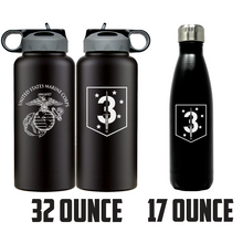 Load image into Gallery viewer, 3rd MSOB logo water bottle, 3rd Marine Special Operations Battalion hydroflask, 3rd MSOB USMC, Marine Corp gift ideas, USMC Gifts for women flask, big USMC water bottle, Marine Corp water bottle 
