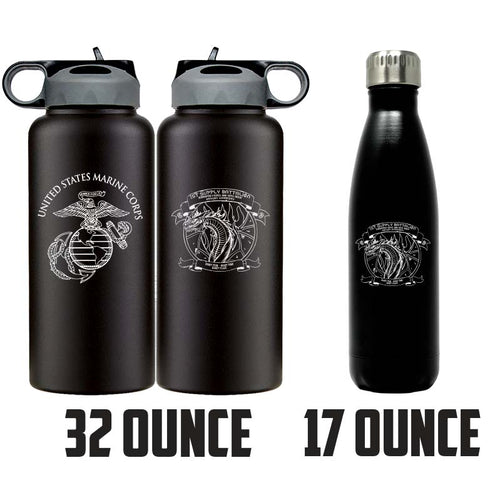 First Supply Battalion logo water bottle, 1st Supply Bn hydroflask, 1st Supply Battalion USMC, Marine Corp gift ideas, USMC Gifts for men or women flask, big USMC water bottle,  Marine Corp water bottle 