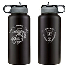 Load image into Gallery viewer, 2nd Bn 10th Marines logo water bottle, 2dBn 10th Marines hydroflask, Second Battalion Tenth Marines USMC, Marine Corp gift ideas, USMC Gifts for women 32 Oz water bottle
