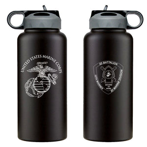 2nd Bn 10th Marines logo water bottle, 2dBn 10th Marines hydroflask, Second Battalion Tenth Marines USMC, Marine Corp gift ideas, USMC Gifts for women 32 Oz water bottle