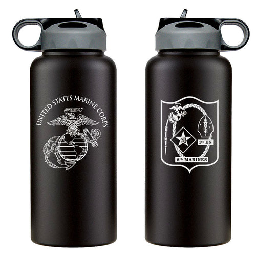 1st Bn 6th Marines logo water bottle, 1st Bn 6th Marines hydroflask, 1stBn 6th MarinesUSMC, Marine Corp gift ideas, USMC Gifts for women flask