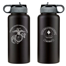 Load image into Gallery viewer, 1st LAR logo water bottle, 1st Light Armored Reconnaissance Battalion hydroflask, 1st LAR USMC, Marine Corp gift ideas, USMC Gifts for women flask, big USMC water bottle, 32 ounce Marine Corp water bottle 
