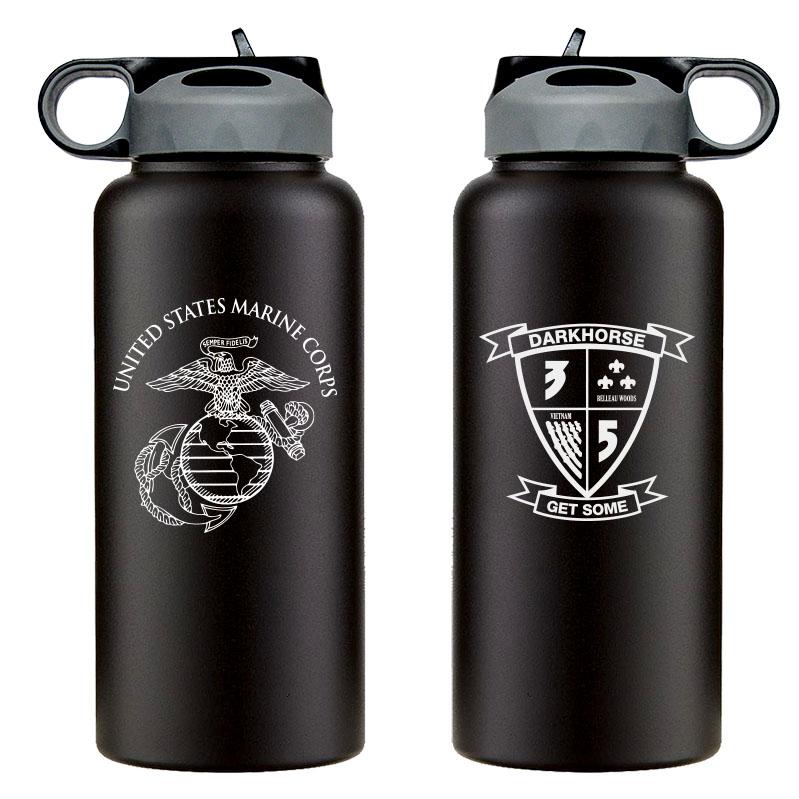 3rd Battalion 5th Marines logo water bottle, 3rd Battalion 5th Marines hydroflask, 3d Battalion 5th Marines USMC, Marine Corp gift ideas, USMC Gifts for women flask, big USMC water bottle, 32 ounce Marine Corp water bottle 