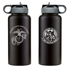 Load image into Gallery viewer, 1st Battalion 9th Marines USMC Unit logo water bottle, First Battalion Ninth Marines Unit Logo hydroflask, 1/9 USMC, Marine Corp gift ideas, USMC Gifts for women 32 Oz Water bottle
