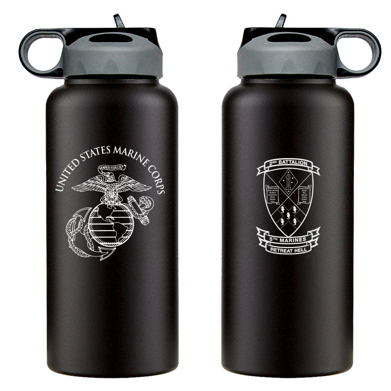 2nd Bn 5th Marines logo water bottle, 2dBn 5th Marines hydroflask, Second Battalion Fifth Marines USMC, Marine Corp gift ideas, USMC Gifts for women flask 32 Oz
