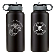 Load image into Gallery viewer, 1st Battalion 7th Marines Suicide Charley USMC Unit logo water bottle, First Battalion Seventh Marines Suicide Charley Unit Logo hydroflask, 1/7 Suicide Charley USMC, Marine Corp gift ideas, USMC Gifts for women 32 Oz Water bottle
