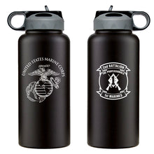 Load image into Gallery viewer, 2nd Bn 1st Marines logo water bottle, 2d Bn 1st Marines hydroflask, 2dBn 1st Marines USMC, Marine Corp gift ideas, USMC Gifts for men or women flask 32oz
