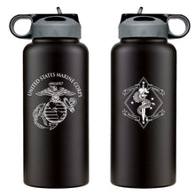 Load image into Gallery viewer, 1st Battalion 4th Marines USMC Unit logo water bottle, First Battalion Fourth Marines Unit Logo hydroflask, 1/4 USMC, Marine Corp gift ideas, USMC Gifts for women 32 Oz Water bottle
