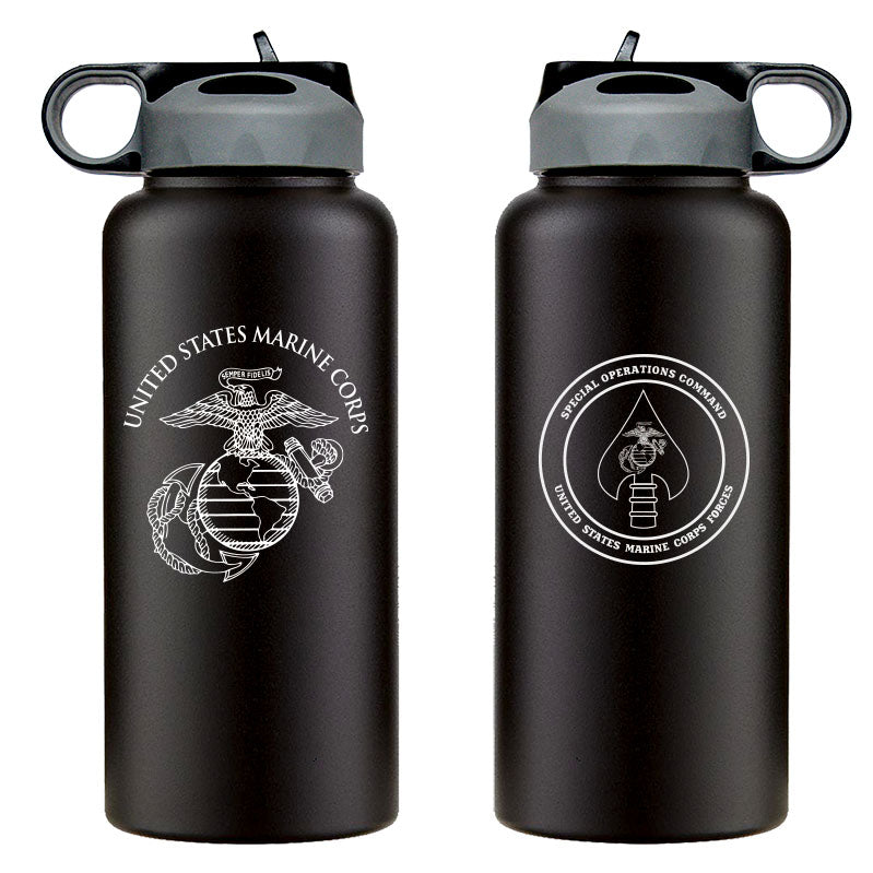 Marine Forces Special Operations Command (MARSOC) logo water bottle, MARSOC hydroflask, MARSOC USMC, Marine Corp gift ideas, USMC Gifts for women flask, big USMC water bottle, 32 ounce Marine Corp water bottle 