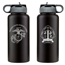 Load image into Gallery viewer, 2nd Bn 2nd Marines Marines logo water bottle, 2nd Bn 2nd Marines Marines hydroflask, 2d Bn 2d Marines USMC, Marine Corp gift ideas, USMC Gifts for women flask 
