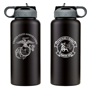 Third Battalion First Marines Unit Logo water bottle, 3d Bn 1st Marines hydroflask, 3/1 Marines, USMC, Marine Corp gift ideas, USMC Gifts for men or women 32 Oz 