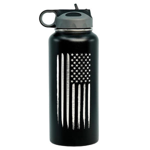 Black Stainless Steel Double Wall Vacuum 32 oz American Flag Water Bottle 