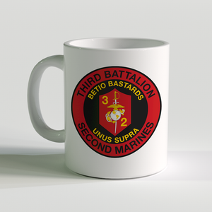 Third Battalion Second Marines Unit Logo Coffee Mug, 3/2 USMC Unit Logo Coffee Mug, 3rdBn 2nd Marines Unit Logo Coffee Mug