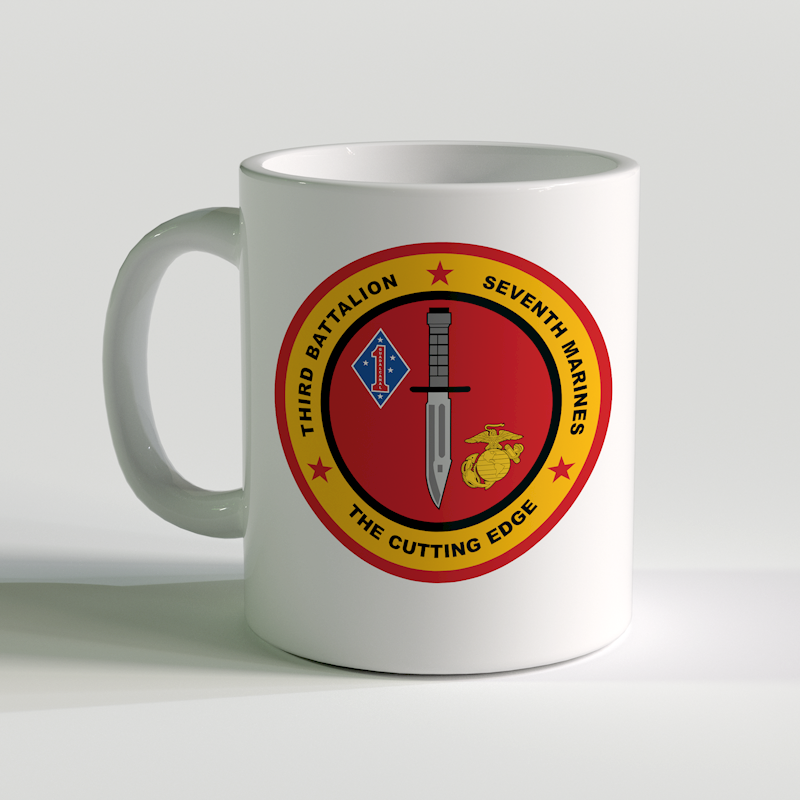 3/7 unit coffee mug, 3rd battalion 7th marines, usmc coffee mug, the cutting edge