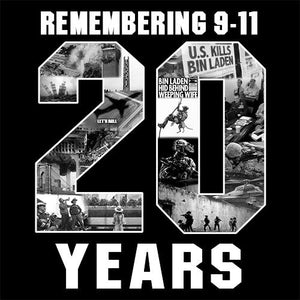 9/11 20 Year Anniversary Black Long Sleeve T-Shirt Artwork