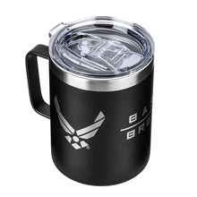 Load image into Gallery viewer, 12 Oz Air Force Black Double Wall Vacuum Insulated Stainless Steel US Air Force Coffee Tumbler Travel Mug-Leakproof Lid
