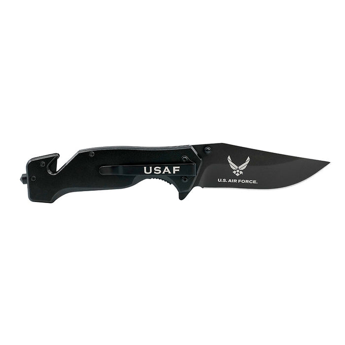 U.S. Air Force Folding Spring Assisted Tactical USAF Knife -Black Steel