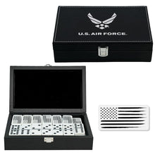 Load image into Gallery viewer, USAF Double Nine Dominoes Black Leather Box
