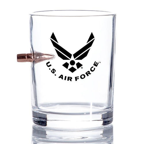 US Air Force Bullet Whiskey Glass – .308 Bullet - Air Force Rocks Glass - Airmen Gifts