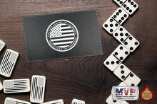 Load image into Gallery viewer, US Flag Double Nine Dominoes Set Black Leather Box
