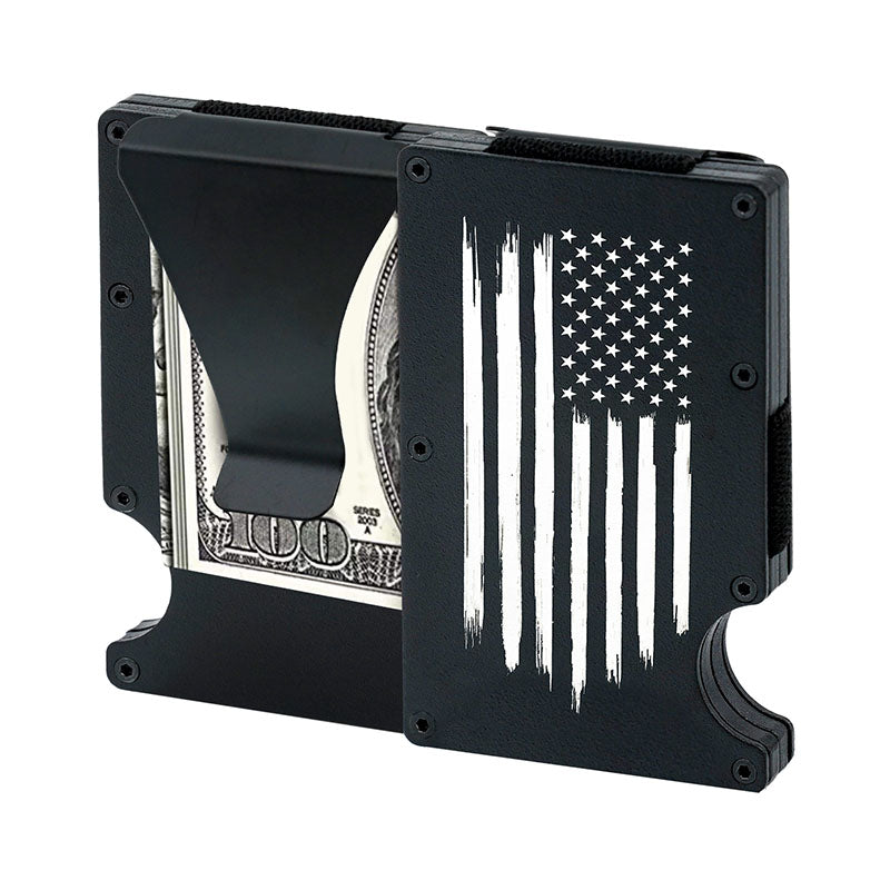 Metal RFID wallet American flag wallet with money clip