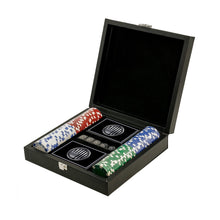 Load image into Gallery viewer, American Flag Patriotic Poker Chip Casino Set Black Leather Box with Two Decks Of Cards and Dice
