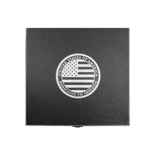 Load image into Gallery viewer, American Flag Patriotic Poker Chip Casino Set Black Leather Box with Two Decks Of Cards and Dice
