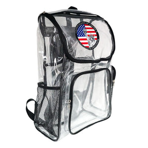 American Flag Clear Backpack PVC Heavy Duty Transparent Backpack Military Veteran Products