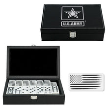 Load image into Gallery viewer, US Army Double Nine Dominoes Black Leather Box
