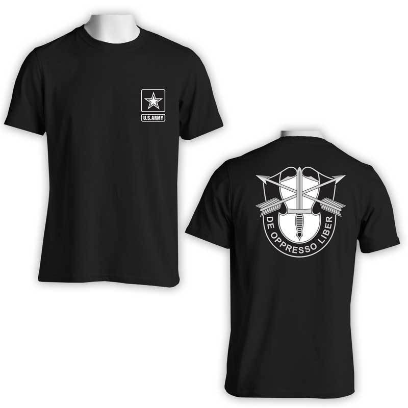 US Army Special Forces, US Army Special Forces Command, 1st Special Forces Command, US Army Black T-Shirt, US Army Apparel, De Oppresso Liber