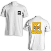 Load image into Gallery viewer, US Army Finance Regiment, To Support and Serve, US Army T-Shirt, US Army Apparel
