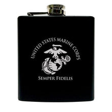 Load image into Gallery viewer, Matte Black USMC Flask
