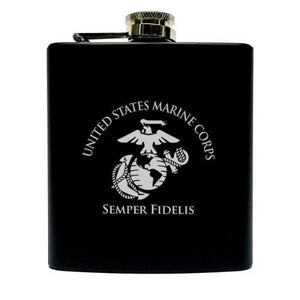 Matte Black USMC Flask