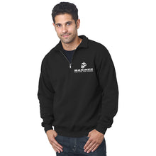 Load image into Gallery viewer, Embroidered Few Proud Marine Corps Quarter Zip Sweatshirt-MADE IN USA
