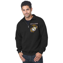 Load image into Gallery viewer, 1/4 zip usmc sweatshirt.  Marine Corp Gifts for men
