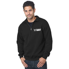 Load image into Gallery viewer, Embroidered Navy 1/4 Zip sweatshirt, USN gifts for women or men
