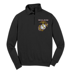 1/4 zip USMC pullover, 1/4 zip usmc sweatshirt.  Marine Corp Gifts for men