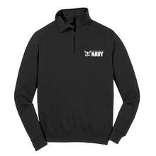 Load image into Gallery viewer, Embroidered Navy 1/4 Zip sweatshirt, USN gifts for women or men black
