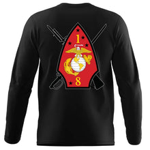 Load image into Gallery viewer, 1st Battalion 8th Marines Long Sleeve T-Shirt, 1/8 Long Sleeve T-Shirt, USMC 1/8 unit t-shirt
