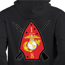 Load image into Gallery viewer, 1/8 unit sweatshirt, 1/8 unit hoodie, 1st bn 8th marines unit sweatshirt, 1st bn 8th marines unit hoodie, USMC unit gear
